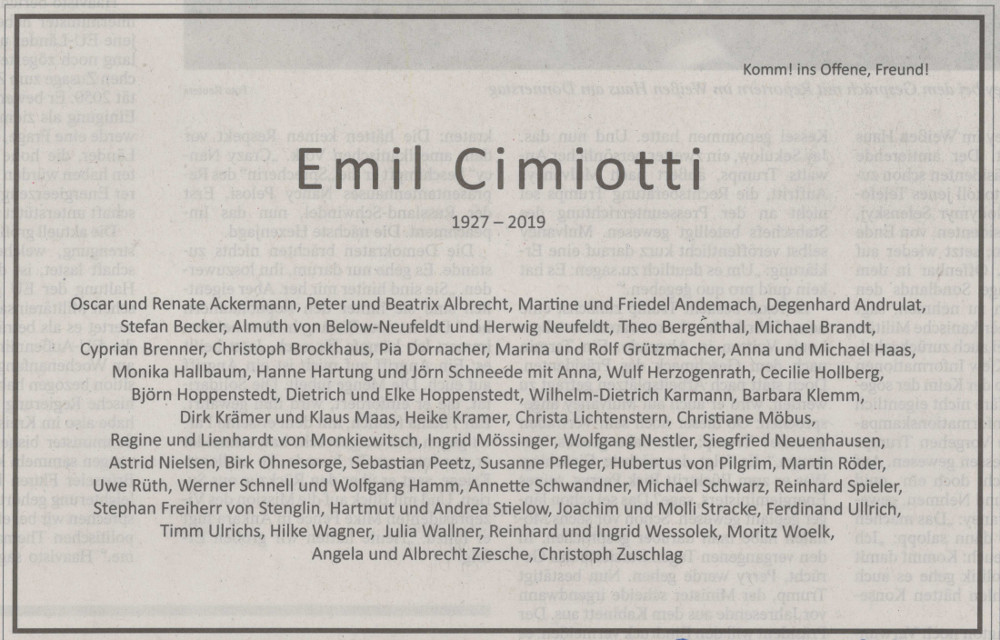 Tod EC Anzeige Freunde HPa x